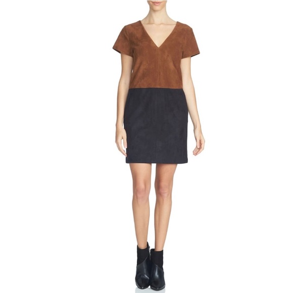 1. State Dresses & Skirts - 1State - Black and Brown Faux Suede Shift Dress